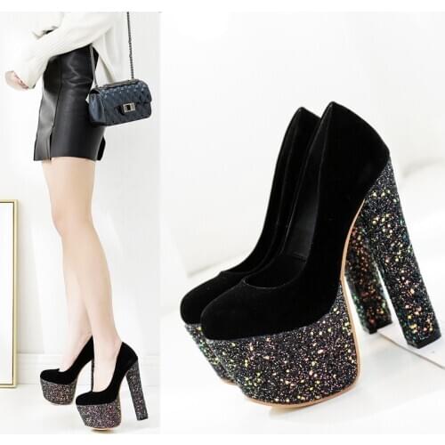 New nightclub waterproof platform 18CM super high heel single shoes catwalk night show stiletto shoes