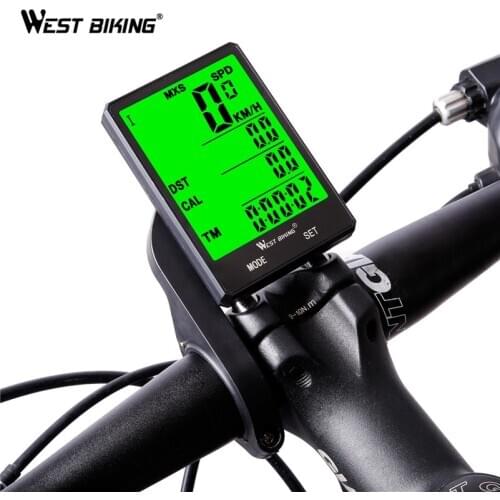 WEST BIKING Bike Stopwatch Waterproof Bicycle Computer With Backlight Wireless Wired Bicycle Computer Bike Speedometer Odometer