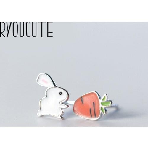 RYOUCUTE 100% Real Silver Color Jewelry Creative Rabbit Earrings for Women Bijoux Statement Earring Brincos Pendientes
