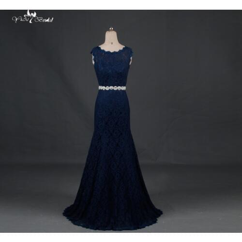 RE024 Navy Blue Robe Demoiselle d'honneur Lace Bridesmaid Dress 2015