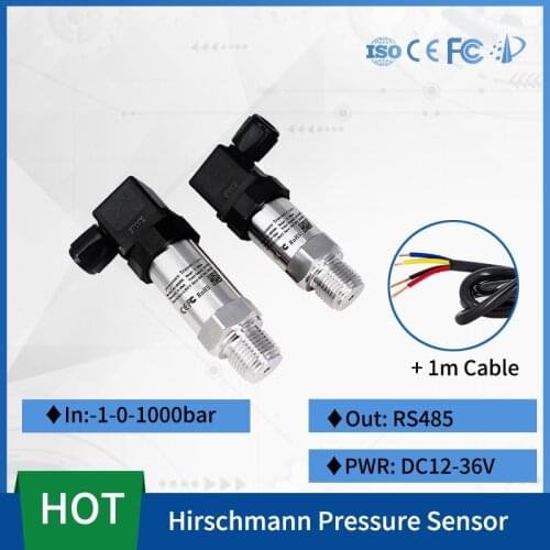 -1-0-1000bar Pressure Transducer Sensor 12-36VDC RS485 Output 0.2% Accuracy Pressure Transmitter for Water Gas Oil With 1m Cable