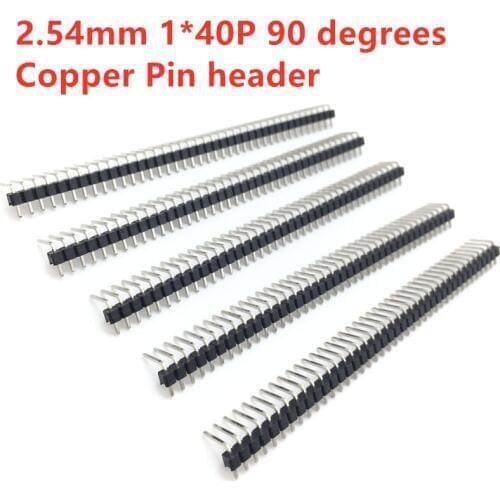 10 pcs /bag 40 Pin 2.54 mm Right Angle Single Row Pin Header Male 90 degrees Needle Connector