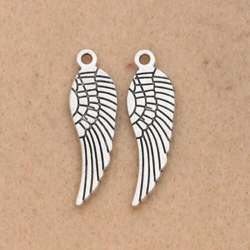 10pcs Antique Silver Plated Angel Wings Charms Pendants Jewelry Making Necklace DIY Accessories Handmade Craft 30x9mm