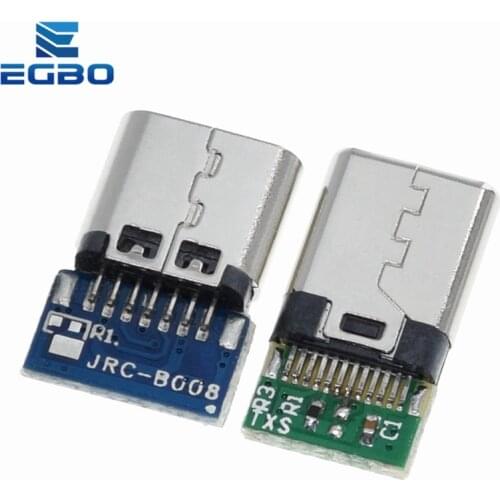 10pcs USB 3.1 Type C Connector 12/24 Pins Female/Male Socket Receptacle Adapter to Solder Wire & Cable 24 Pins Support PCB Board