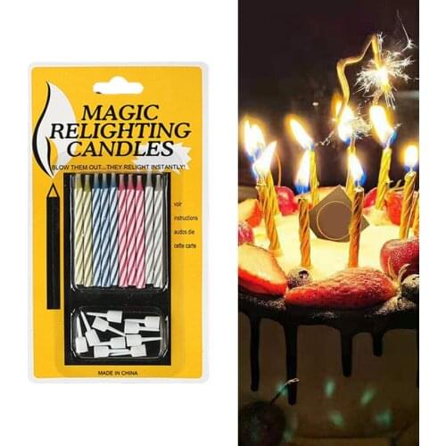 10 Pcs Birthday Christmas Party Wedding Cake Candle Magic Trick Funny Candle Can Relighting Invincible Candle Magic Props decor
