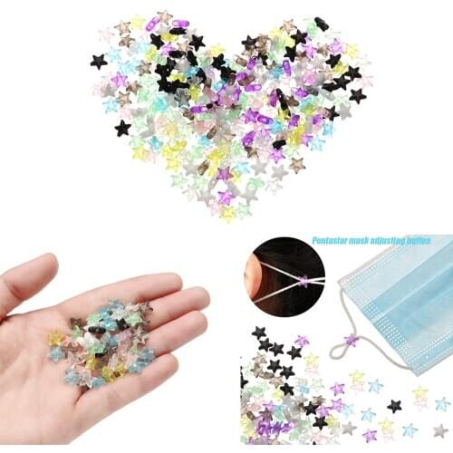 100pc New Pentagram Silicone Cord Locks Lanyard Buckle Anti Slip Stopper Adjusting Pvc Soft Rubber Rope Button Masks Accessories