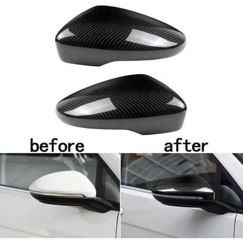 2 Pcs Side Car Mirror Covers Rearview Trim Caps Black Real Carbon Fiber Accessories For VW Golf 6 GTI 6 Golf 6 R MK6 R20 Touran