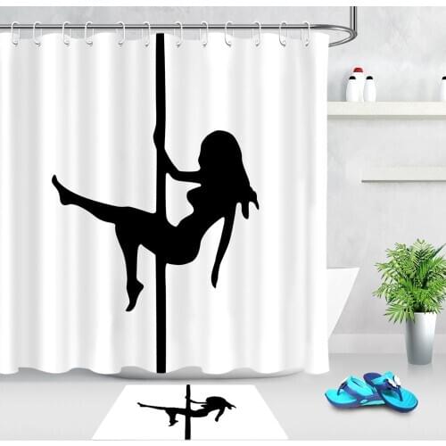 2Pcs/Set Bathroom Curtain Waterproof Sexy Girl Woman Shadow Bath Mat and Shower Curtain Set With 12 Hooks Home Decoration
