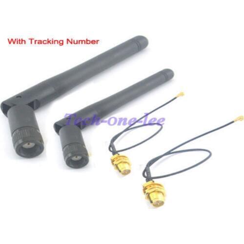 20PCS/lot 3dBi 2.4GHz RP-SMA Male Wifi Antenna + IPX to RP-SMA Jack Male Pin Extension Cord Pigtail Cable