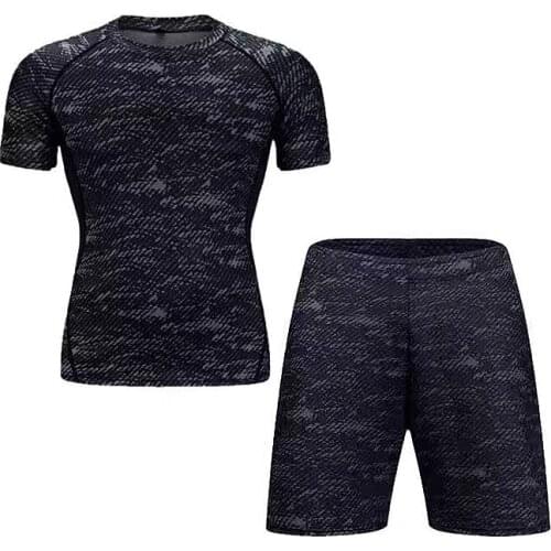 2021Spring Summer Mens Sports Suit Quick-drying Short-sleeved Shorts Fitness Clothes Running Sports Basketball Training Clothes