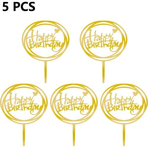 5pcs/bag Happy Birthday Cake Topper Acrylic Letter Cake Toppers Party Supplies Happy Birthday Cake Decoration Boy
