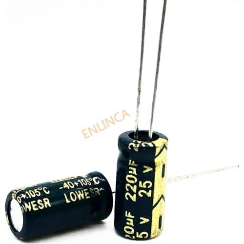 60pcs/lot 25V 220UF 6*12 high frequency low impedance aluminum electrolytic capacitor 220uf 25v 20