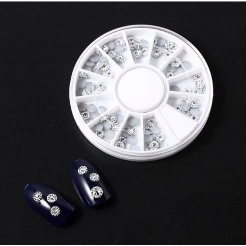 Nail Designs High Quality Acrylic Charms DIY 4mm Silver Color 3D Shiny Flower Crown Nail Accessories Wheel Nail Art Tips Jewelry