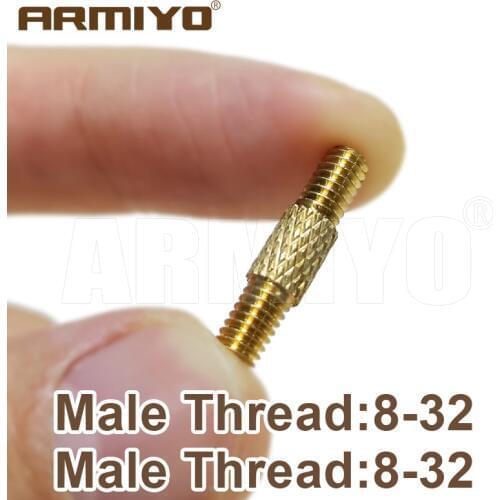 Armiyo 2pcs/lot Solid Brass Male Thread 8-32 / M3 / 5-40 Conversion Adapter Gun Cleaning Rod Adapter Hunting Accessories