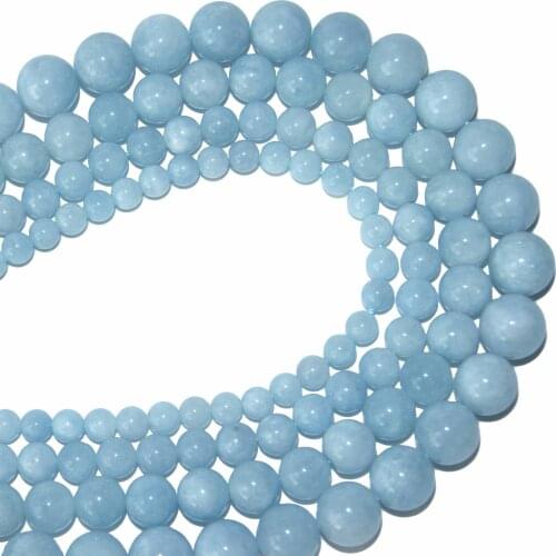 Free Shipping Natural Stone Aquamarines Stone Round Beads 6 8 10 12 MM Pick Size For Jewelry Making Diy Bracelet Necklace