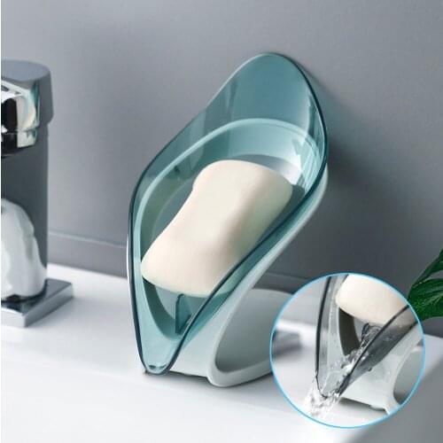 Bathroom Soap Holder Leaf Shape Soap Box Soap Holder Non-slip Dish Storage Plate Tray Case Container Bathroom Shower Accessorie