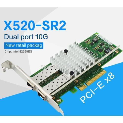FANMI X520-SR2 10G PCI Express x8 82599ES Chip Dual Port Ethernet Network Adapter E10G42BFSR,SFP not included