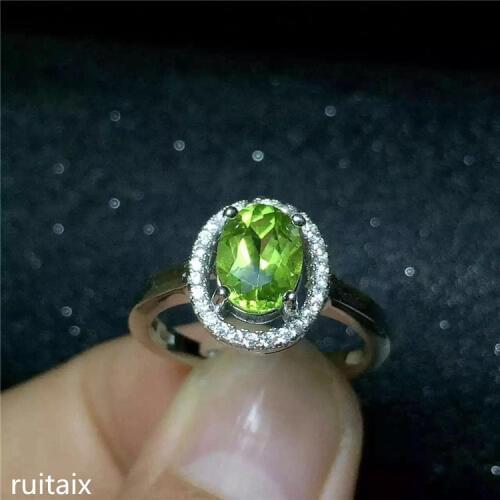 KJJEAXCMY fine jewelry 925 Silver inlaid with natural olivine stone ring for lady with high quality super fire color asdf