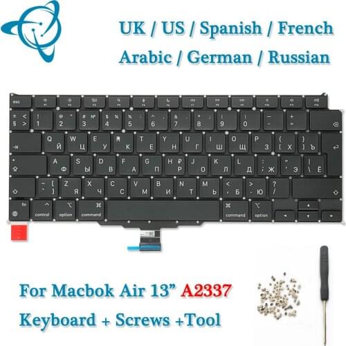 EU US UK RU French Spsnish German Arabic Turkish A2337 Keyboard For Macbook Air 13.3" Keyboard Screws + Tool 2020 Year EMC 3598