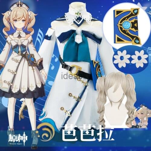 Halloween Genshin Impact Cosplay Barbara Costume Party Anime Game Genshin Impact Barbara Cosplay Dress Outfit wig adult girls