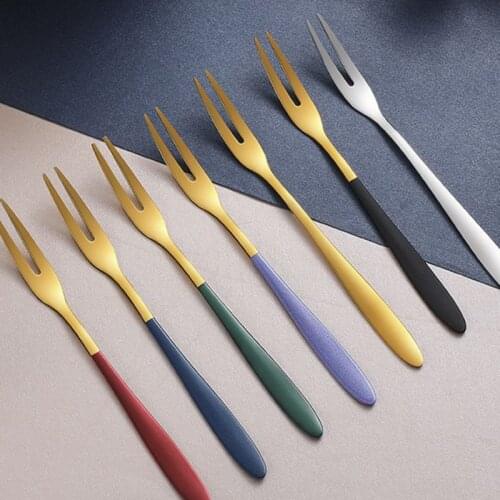 Beautiful Colorful Fruit Forks Appetizer Dessert Forks Salad Forks Stainless-Steel Forks For Cake In Party Snail Fork 5 Packs