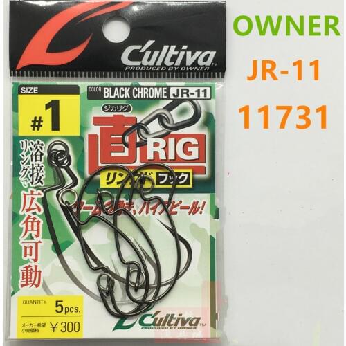 OWNER Crank Hooks 1# 1/0# 3/0# 5/0# Soft Bait Worm Crank Hook JR-11 Fishing Hook Shrimp-like Jig Bait Anzol Fishing Tackle Pesca