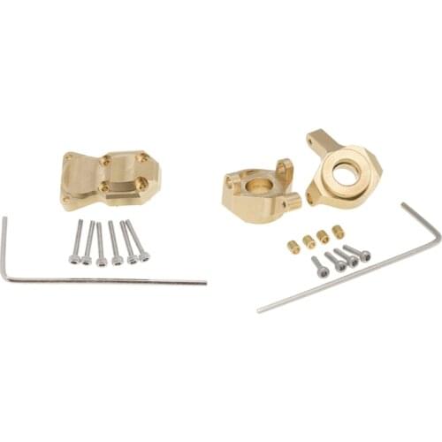 Brass Front Steering Cup Steering Knuckle For 1/24 RC Crawler Axial SCX24 90081 & Differential Cover Bridge Axle Cover