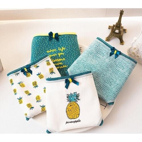 Summer Womens cotton Panties Briefs Mango Print Girls Underwear Cartoon Fruit Pineapple Print Student Young Girls Panty Pants