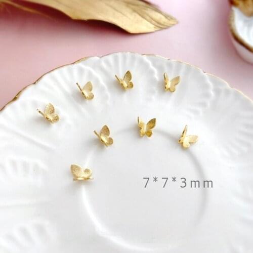 Copper plated 18K true gold mini three-dimensional small butterfly DIY earring headdress shoes manicure patch jewelry material