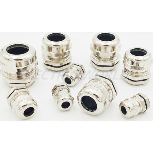 100pcs Metal Cable Glands PG7 PG9 PG11 Nickel Brass Metal IP68 Wire Connector Wire waterproof Glands for Metal cable Connector