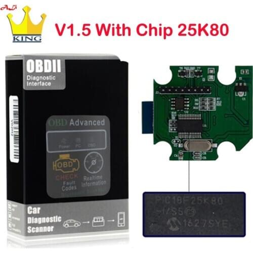 Mini HH ELM327 Bluetooth Auto Diagnostic Scanner V1.5 Elm 327 25K80 Chip OBD Interface Adapter for Android Automotive Scanner