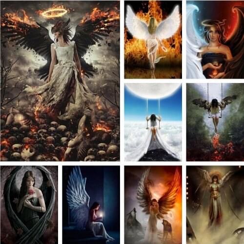 Diamond Painting Weeping Angel And Demon DIY Crystal Art Drill Cross Stitch Kit Mosaic Cartoon Rhinestones Embroidery Home Decor