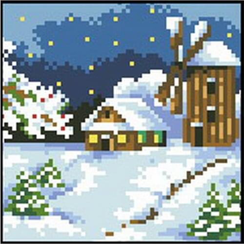 Bead embroidery diy kit Snow scene Home decoration cross stitch Hobby and needlework Pre-Printed Canvas Pattern 6.7"x6.7"