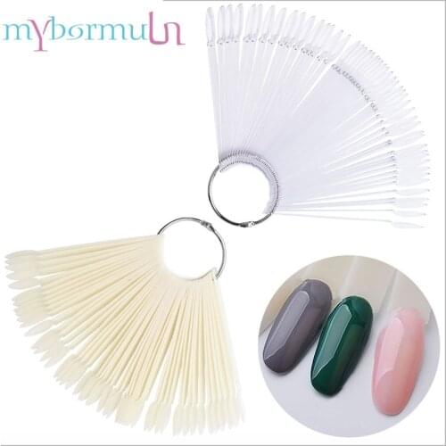 50 Pcs Natural/transparent False Nail Art Tips Sticks Polish Display Fan Practice Board Finger Full Show Card Nails Tools NEW