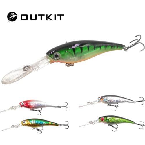 OUTKIT Fishing Lures Minnow 1pcs Hard Bait 62mm 6.2g 0-2.5M Wobblers WIth Treble Hook Lure for Carp Fishing Saltwater Freshwater