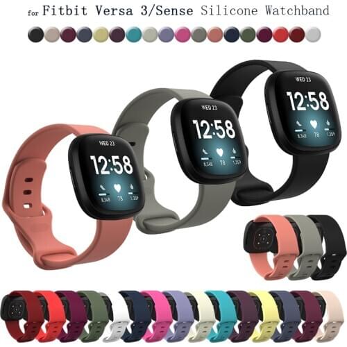 Fit for Fitbit Versa 3 / Sense Smartwatch Wrist Strap Solid Color Soft Silicone Replacement Watchband