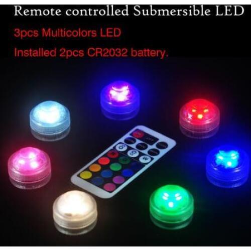 10pcs Remote Control Submersible LED Party Underwater Mini Light With Battery For Marriage Halloween Christmas