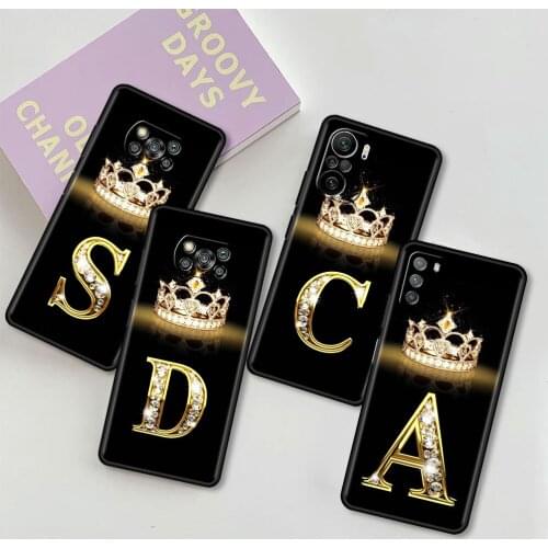 Luxury Case for Xiaomi Poco X3 NFC M3 Pocophone F1 F3 GT Redmi K40 Pro For Mi 10T Pro Soft Phone Cover Diamond Crown Letter