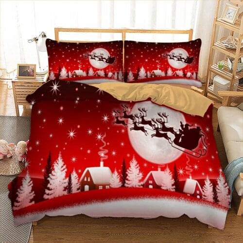 Christmas Bedding set Kids 3D Cartoon Merry Christmas Gift Santa Claus Duvet Quilt Cover Pillowcases Twin Queen Size New Year