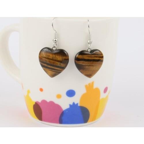 Natural Stone Earrings Heart Shape Pink Purple Quartzs Fine Earring for Girls Women Party Wedding Jewelry