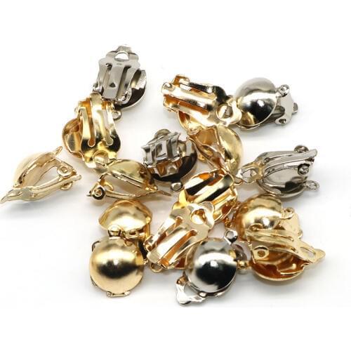 20pcs/lot 12mm Earring Diy Ear Accessories Clip On Earring Flat Silver Color Loop Clasps Clamps Connector Jewelry Making