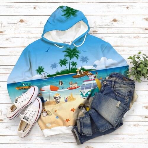 Anime Printing Sport Hoodies Printing Pullovers Casual Cartoon Dog Men Hip Hop Outdoor Clothing Streetwear