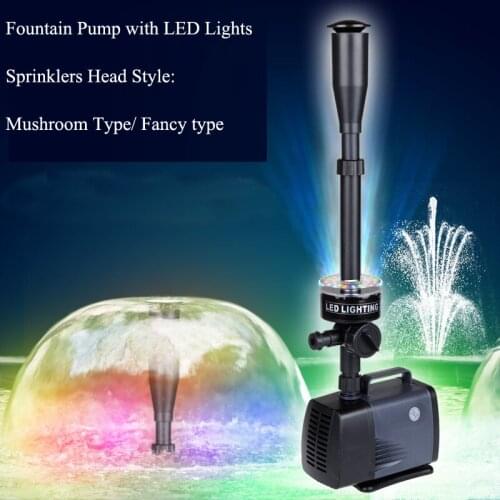 100W Garden Fountain Pump LED Light for Tank Aquarium Garden Decromation 5.5M Lift Max EU Plug