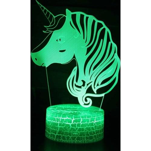 Led Night Light Unicorn Hologram 3d Illusion Lamp for Home Bedroom Decor Usb Battery Powered Table Lamp Children Xmas Gift