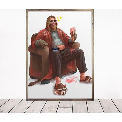 Fat Thor Poster And Print Marvel Avengers Thor Portrait Canvas Painting Superhero Illustration Wall Art Pictures Home Decoration