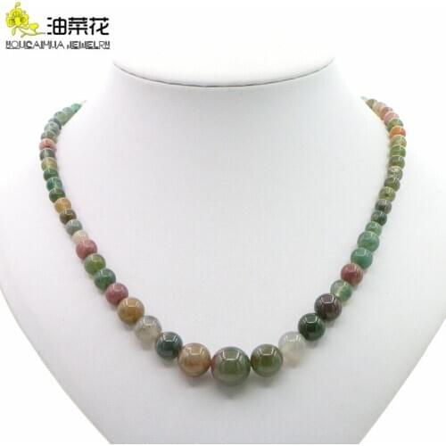 High Quality Natural Gemstones Head Indian Agates 6-14mm Beaded Necklace Woman Girl Jewelry Christmas Yoga Gift Wholesale Price