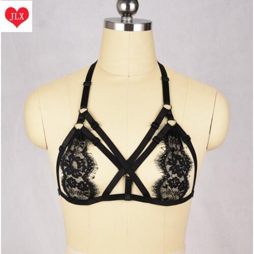 Womens Handmade Lace Harness Bralette Elastic Chest Harness Bra Bondage Bra Harness Garter Sexy Crop Top Bondage Lingerie