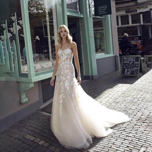Fashion Sweetheart Mermaid Wedding Dress 2021 Tulle Bridal Gown with Sweep Train Custom Made Robes De Mariage