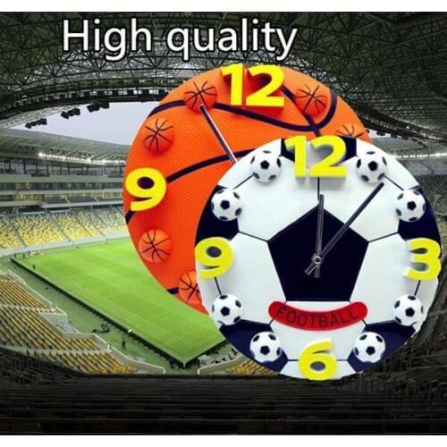 12 inch 30 cm Creative Sport Cartoon Style 3D Basketball Football Wall clock Home Decor Souvenir Childrens gift decoration