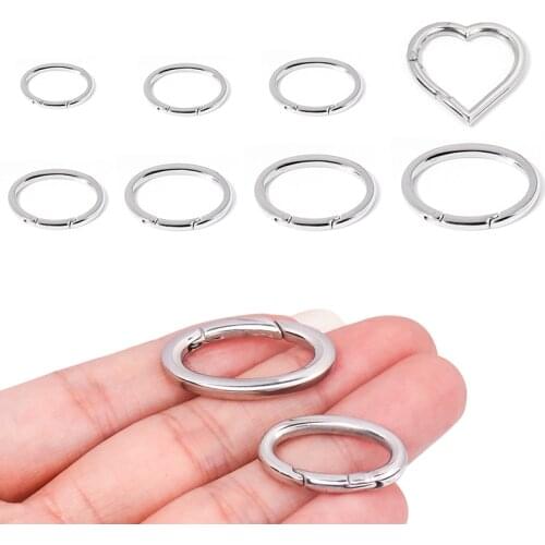 16-30mm Spring Oval Buckles Clips Carabiner Spring Snap Clip Heart Shape Push Trigger Snap Hooks Carabiner Bag Accessories
